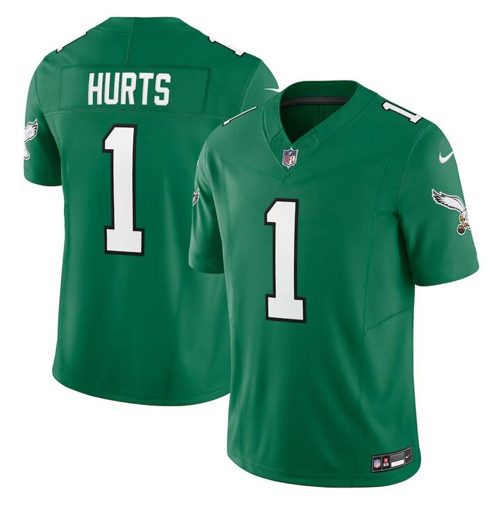 2023 Men NFL Philadelphia Eagles #1 Hurts Kelly green alternate Jersey